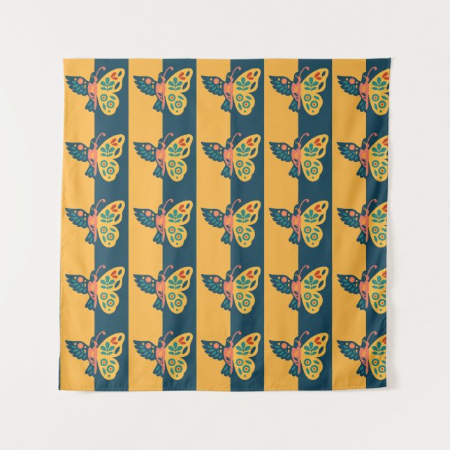Colourful butterfly decoration with floral element tapestry (Front)