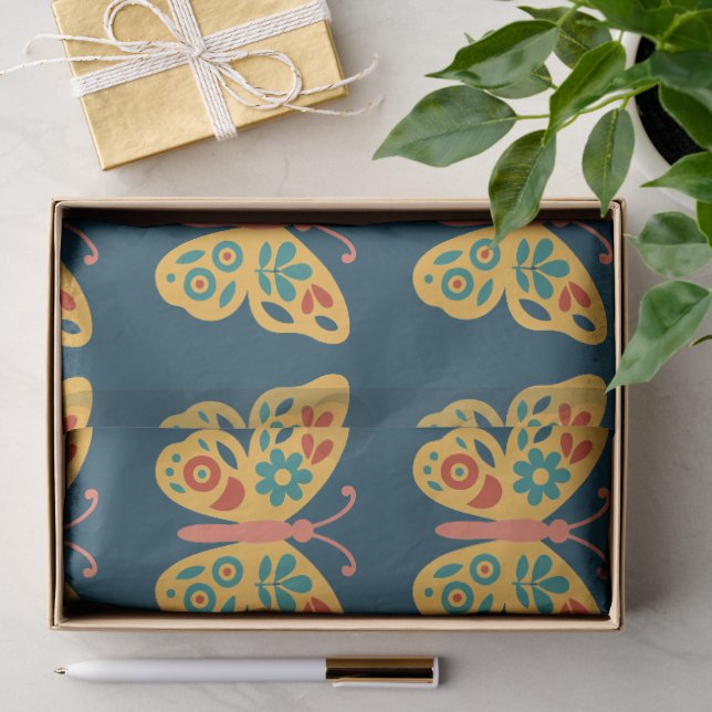 Colourful butterfly decoration with floral element tissue paper (Gift)