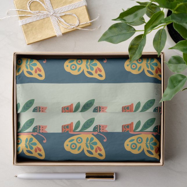 Colourful butterfly decoration with floral element tissue paper (Gift)