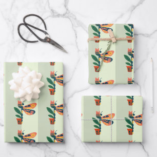 Colourful butterfly decoration with floral element wrapping paper sheet