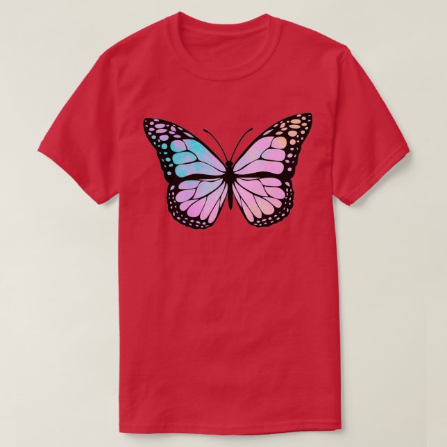 Colourful Butterfly Design 2 pink and blue T-Shirt (Design Front)