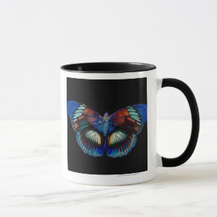Colourful Butterfly design against black backdrop Mug