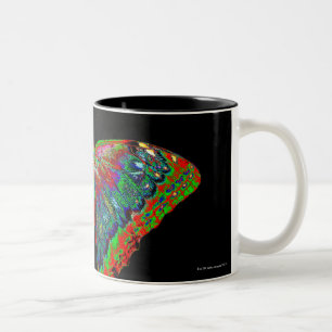 Colourful Butterfly design against black backdrop Two-Tone Coffee Mug