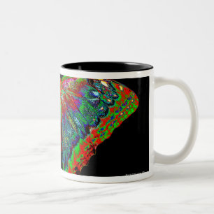 Colourful Butterfly design against black backdrop Two-Tone Coffee Mug