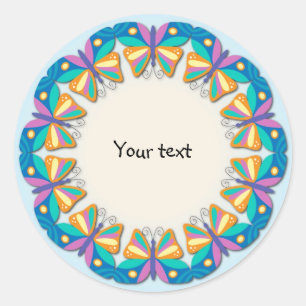 Colourful Butterfly Design Classic Round Sticker
