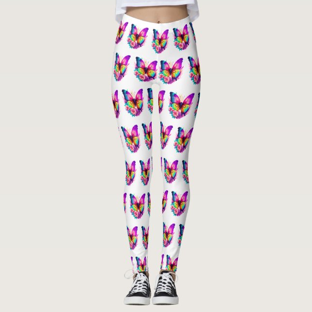 Colourful Butterfly design Leggings (Front)