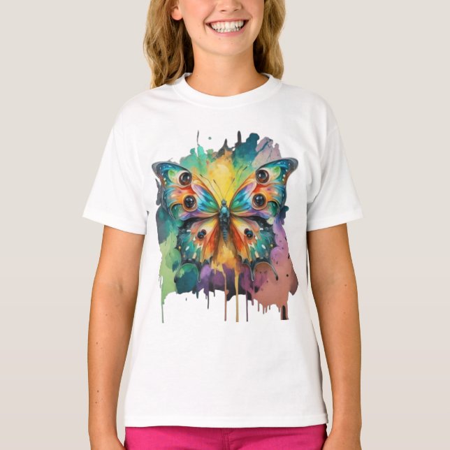 Colourful butterfly design T-Shirt (Front)