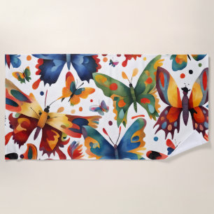 Colourful Butterfly drawing  Beach Towel
