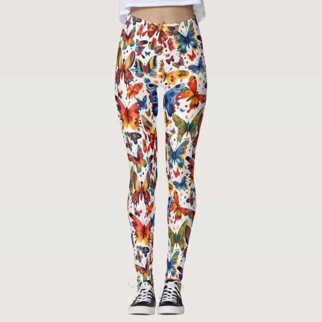 Colourful Butterfly drawing  Leggings (Front)