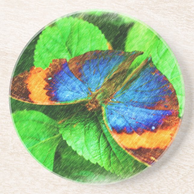 Colourful Butterfly Drawing Nature Coaster (Front)
