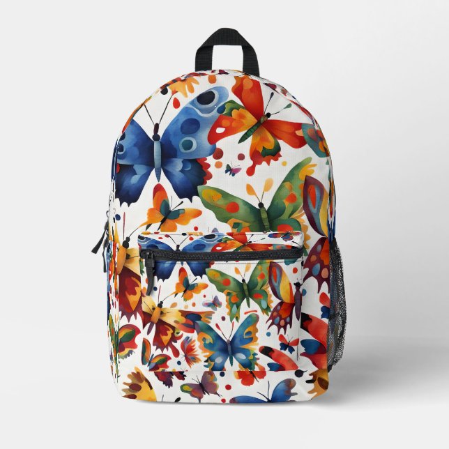 Colourful Butterfly drawing  Printed Backpack (Front)
