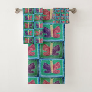 Colourful Butterfly   Filters   Half Drop   Bath Towel Set