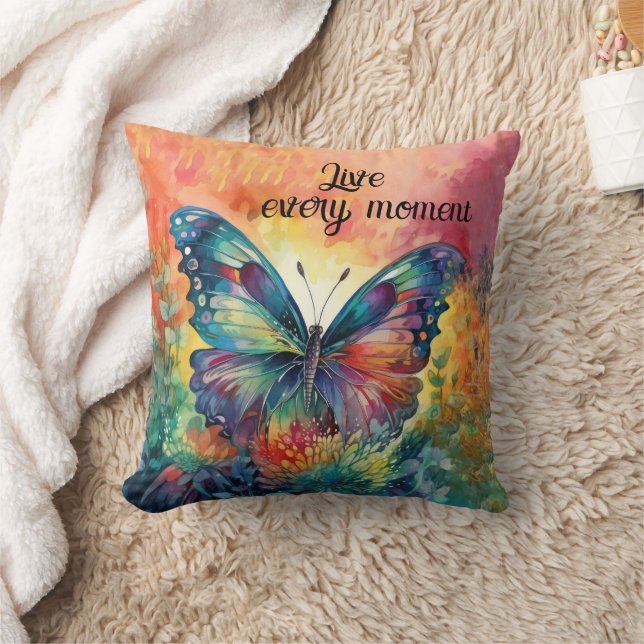 Colourful Butterfly Flowers Inspirational Live Cushion (Blanket)