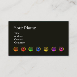 COLOURFUL BUTTERFLY GEM STONES BLACK  WHITE GREEN BUSINESS CARD