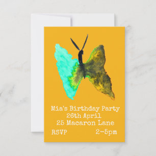 Colourful butterfly girl's birthday invitation