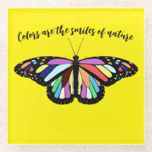 colourful butterfly  glass coaster