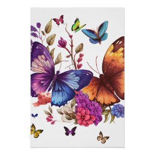 Colourful Butterfly Glossy Poster
