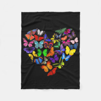 Colourful Butterfly Heart Butterflies Love Valenti Fleece Blanket