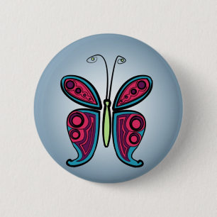 Colourful Butterfly Illustration 6 Cm Round Badge