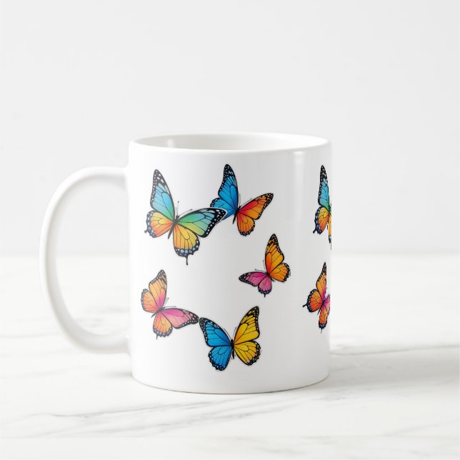 Colourful Butterfly Illustration Coffee Mug (Left)