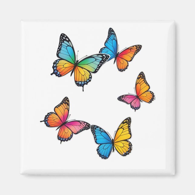 Colourful Butterfly Illustration Magnet (Front)