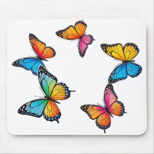 Colourful Butterfly Illustration Mouse Mat