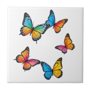 Colourful Butterfly Illustration Tile