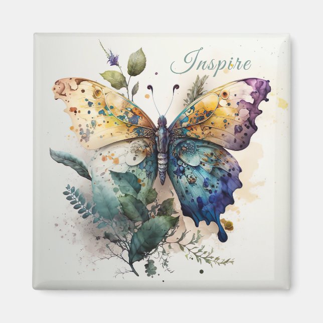 Colourful Butterfly Inspire Words Magnet (Front)