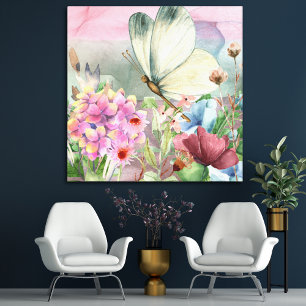 Colourful Butterfly Kisses Among Wildflowers Canvas Print