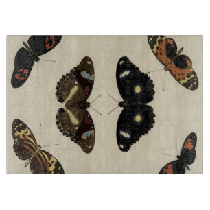 Colourful Butterfly Medley on Cream Background Cutting Board