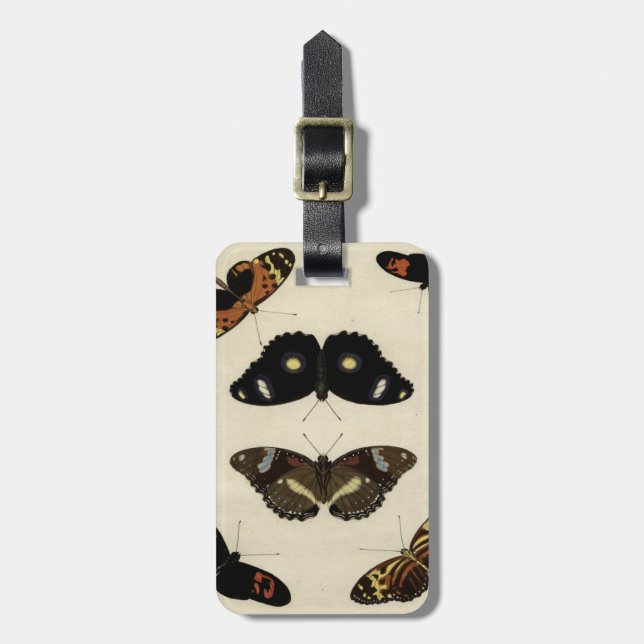 Colourful Butterfly Medley on Cream Background Luggage Tag (Front Vertical)