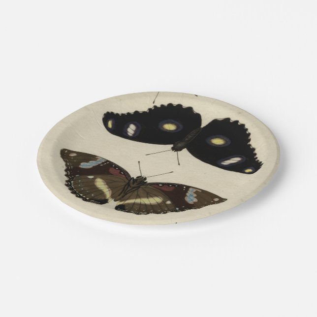 Colourful Butterfly Medley on Cream Background Paper Plate (Angled)