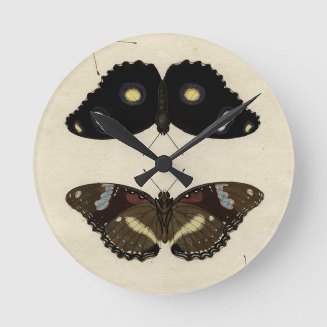 Colourful Butterfly Medley on Cream Background Round Clock (Front)