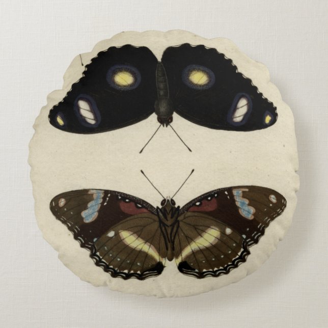 Colourful Butterfly Medley on Cream Background Round Cushion (Front)