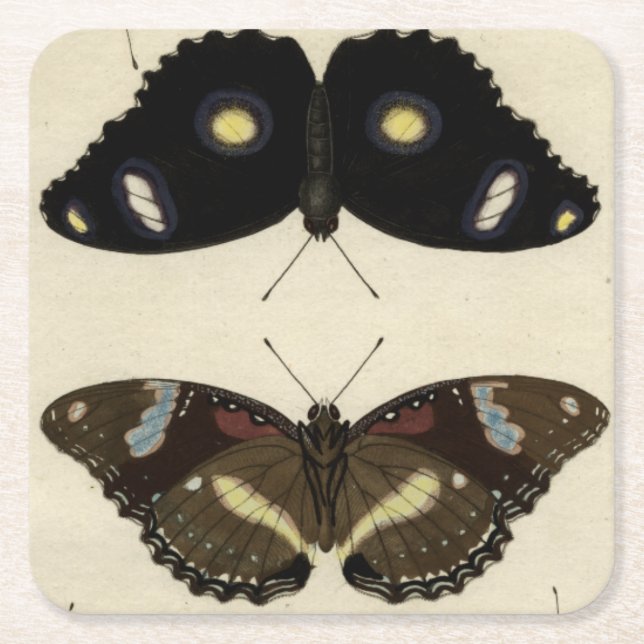 Colourful Butterfly Medley on Cream Background Square Paper Coaster (Front)