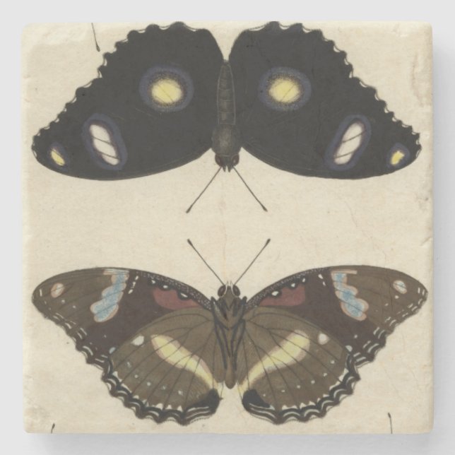 Colourful Butterfly Medley on Cream Background Stone Coaster (Front)