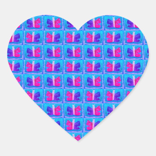 Colourful Butterfly | Miami Filter | Basic | Heart Sticker (Front)