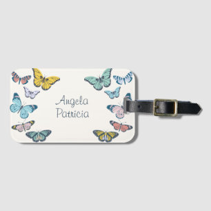 Colourful Butterfly name custom Luggage Tag