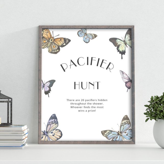 Colourful Butterfly Pacifier Hunt Baby Shower Game Poster (Creator Uploaded)