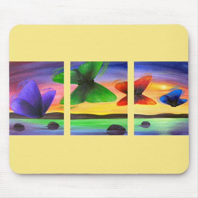 Colourful Butterfly Painting - Multi Mouse Mat (Front)