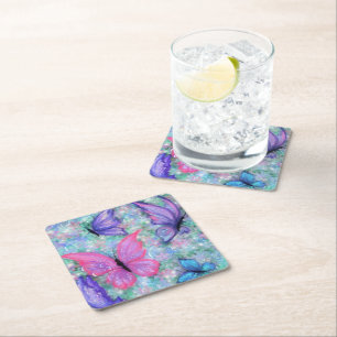 Colourful Butterfly Paper Coaster
