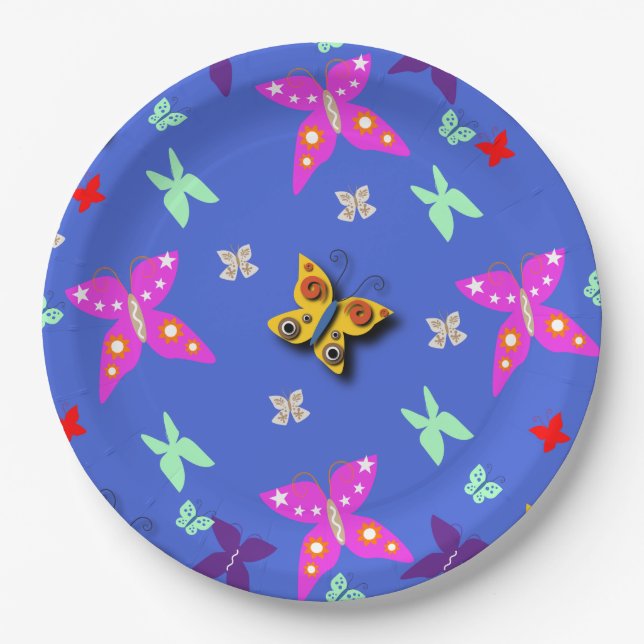 Colourful Butterfly  Paper Plate (Front)