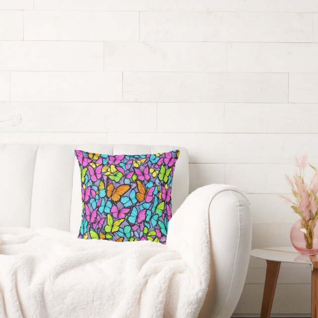 Colourful Butterfly Pattern Cushion (Couch)