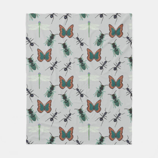 Colourful Butterfly Pattern Fleece Blanket (Front)