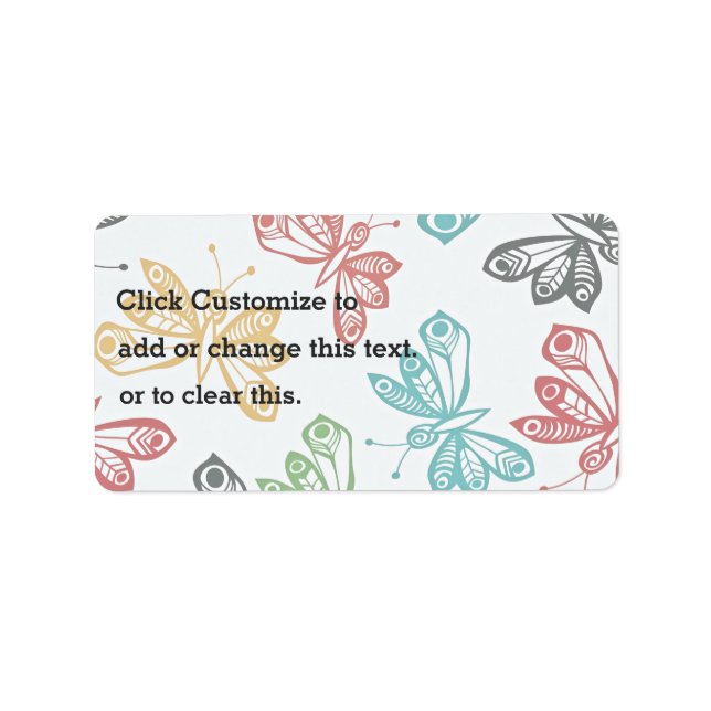 Colourful butterfly pattern label (Front)