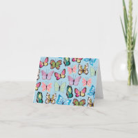 Colourful Butterfly Pattern Pastel Light Blue