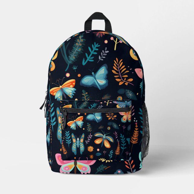 Colourful butterfly pattern Printed Backpack (Front)