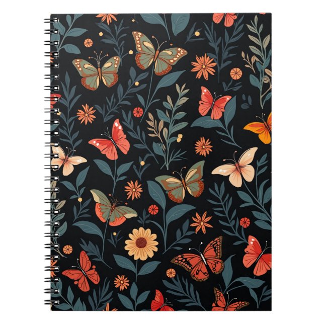 Colourful Butterfly Pattern Spiral Notebooks (Front)
