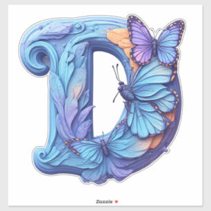 Colourful Butterfly Perched On Bright Blue Letter 
