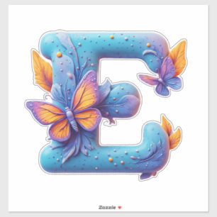 Colourful Butterfly Perched On Bright Blue Letter